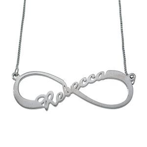 Vintage Sterling Silver 925 Rebecca Name Infinity Box Chain Necklace 17"